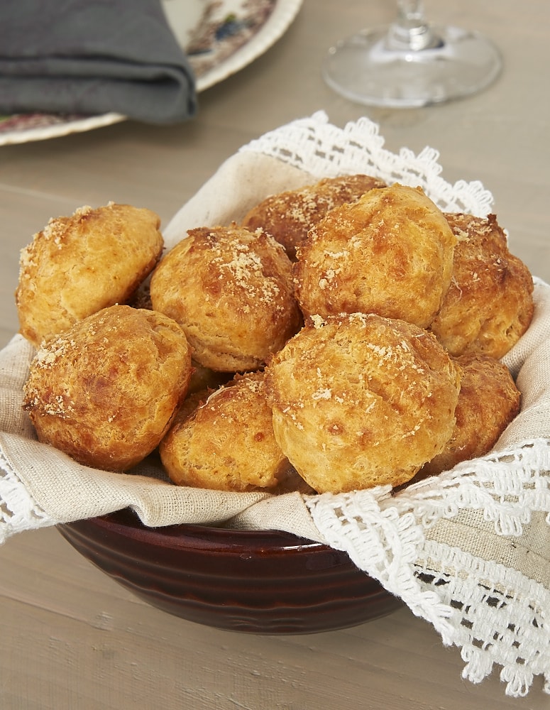 Gougeres (Cheese Puffs) are so delectable and surprisingly simple to make. These never fail to turn out beautifully and make everyone ask for more! - Bake or Break