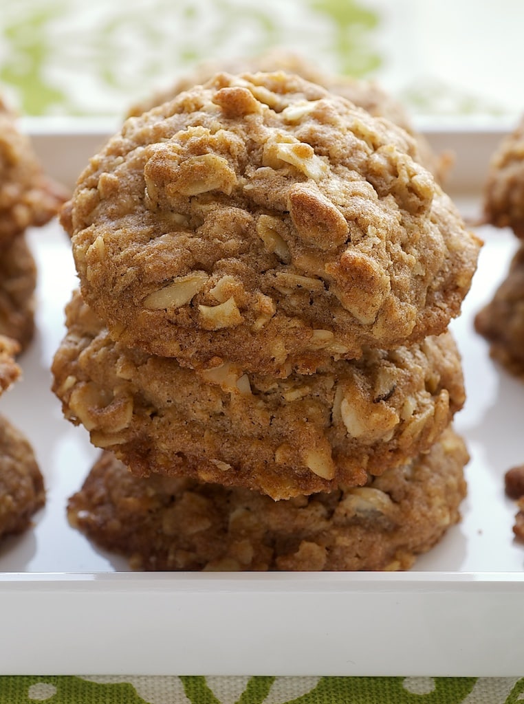 Plenty of oats, brown sugar, and cinnamon, along with toffee bits and toasted almonds, make these Toffee-Almond Oatmeal Cookies a favorite! - Bake or Break