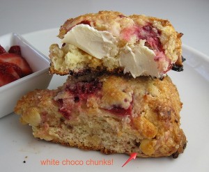 Strawberry-White Chocolate Cream Scones