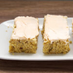 Oatmeal Cookie Bars with Peaches and Crème Frosting