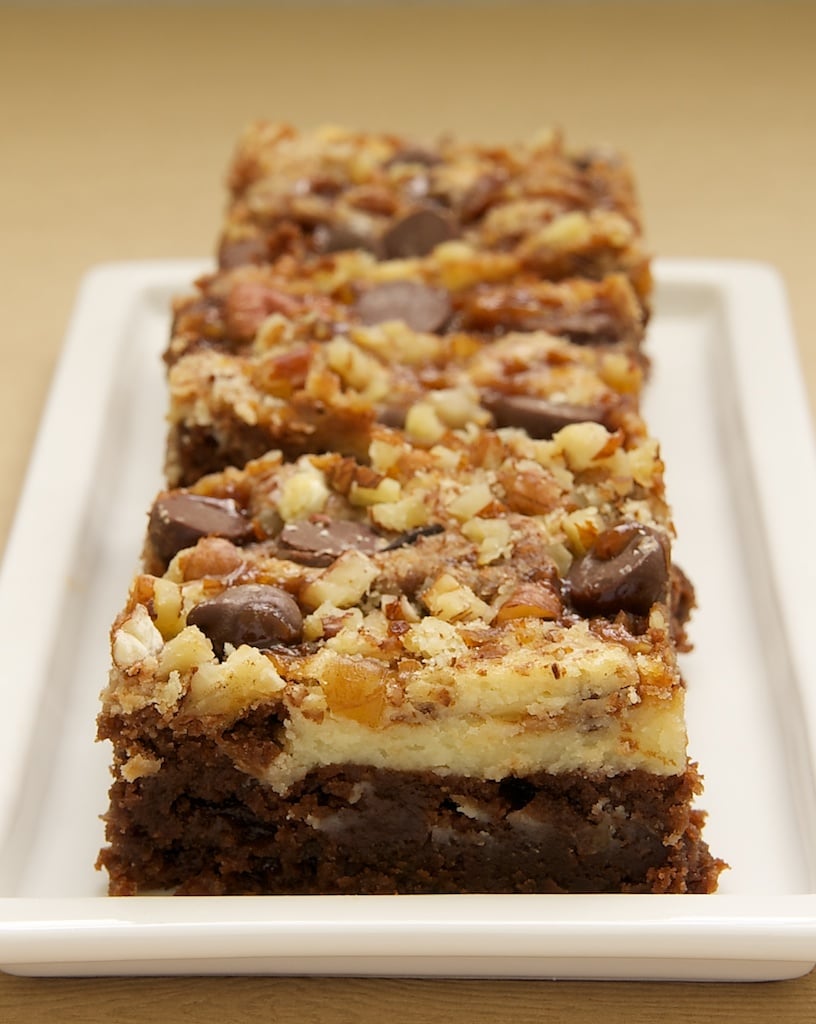 Cream Cheese Brownies with Toffee and Pecans are bursting with fabulous flavors! - Bake or Break