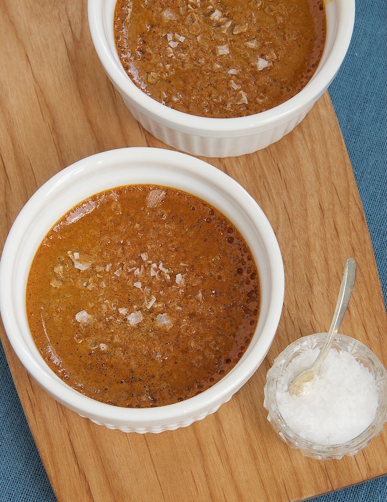 Salted Caramel Pots de Creme are delicious, rich, and elegant. A must for fans of sweet and salty desserts! - Bake or Break