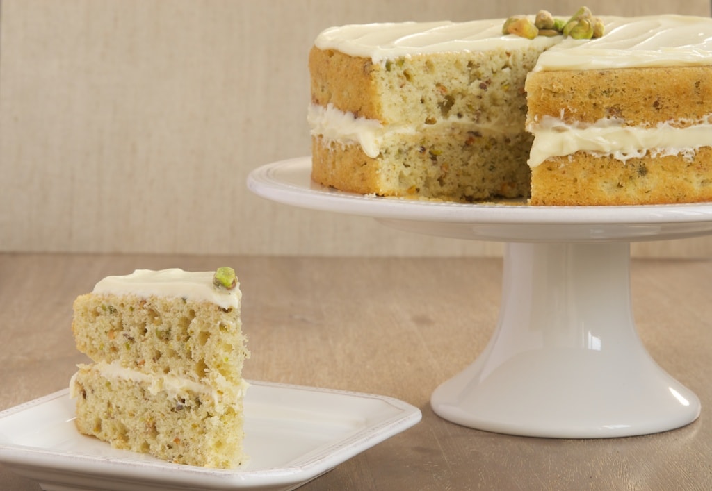 Pistachio Cake with White Chocolate Frosting Bake or Break
