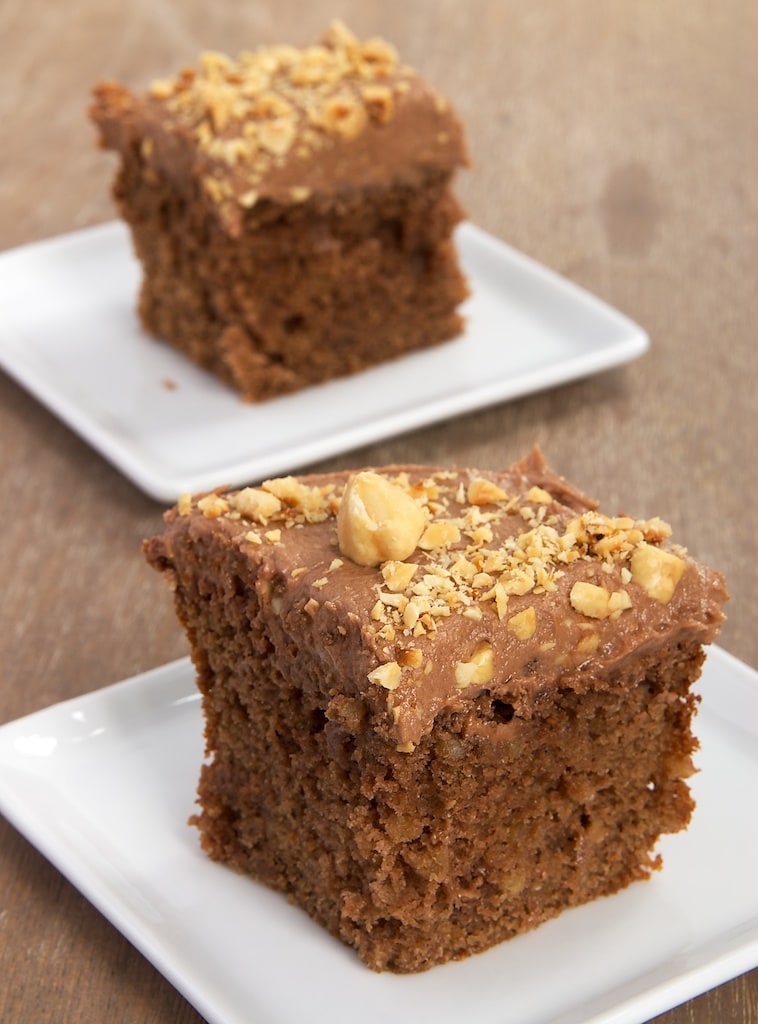 Plenty of chocolate-hazelnut spread makes this Frosted Chocolate Hazelnut Cake an absolute dream!