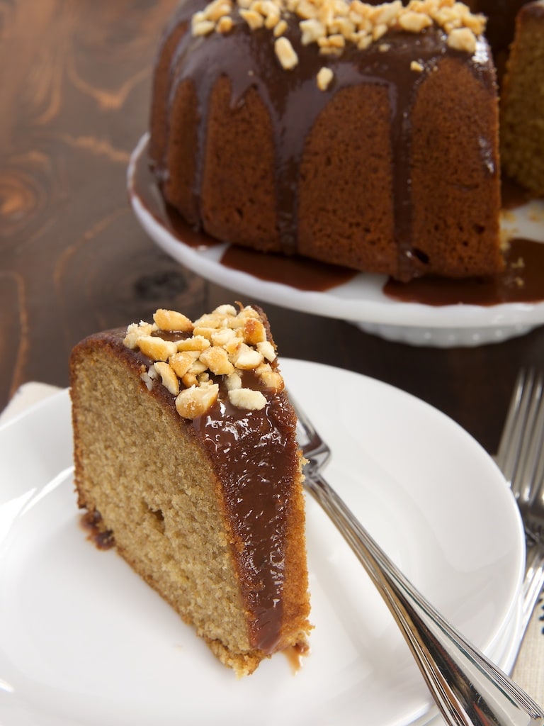 Peanut Butter Bundt Cake with Milk Chocolate Ganache Bake or Break