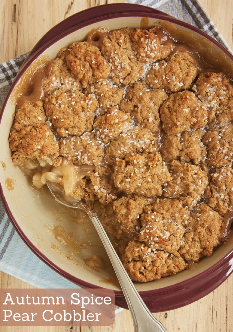 Sweet pears and a wonderful, warm blend of spices combine for this simple and delicious Autumn Spice Pear Cobbler. - Bake or Break