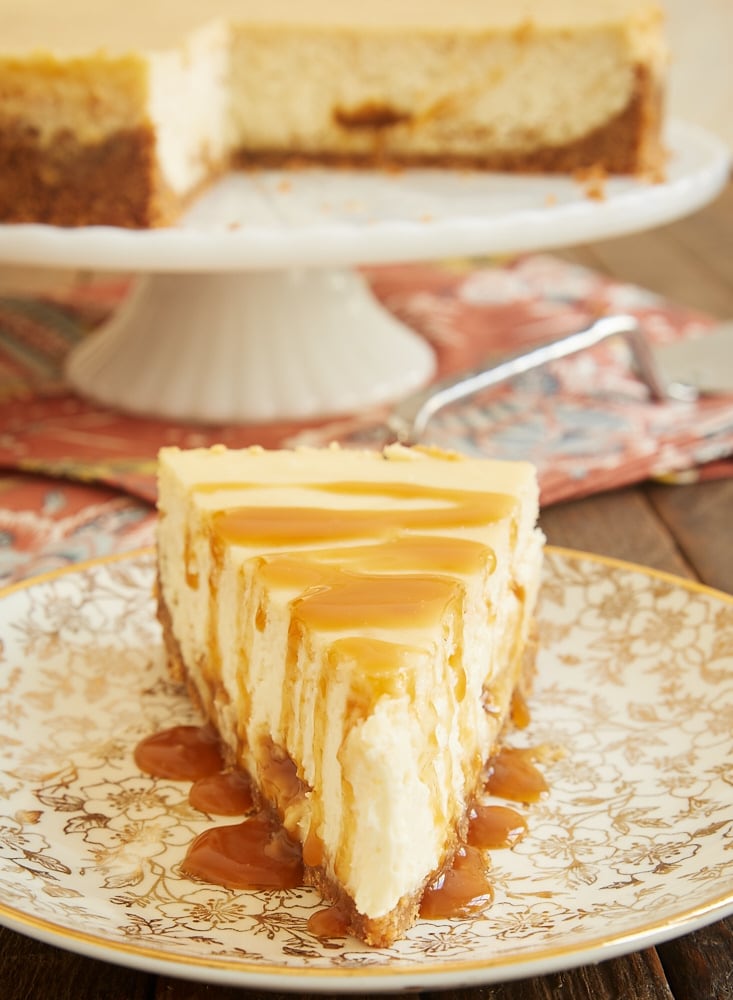Bourbon Caramel Swirl Cheesecake Bake or Break