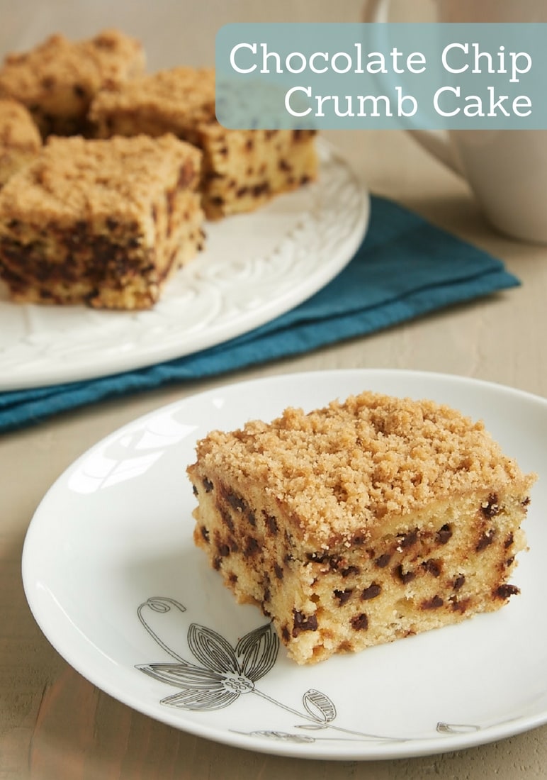 Chocolate Chip Crumb Cake is simply delicious. Lots of chocolate chips make this one a big hit! - Bake or Break