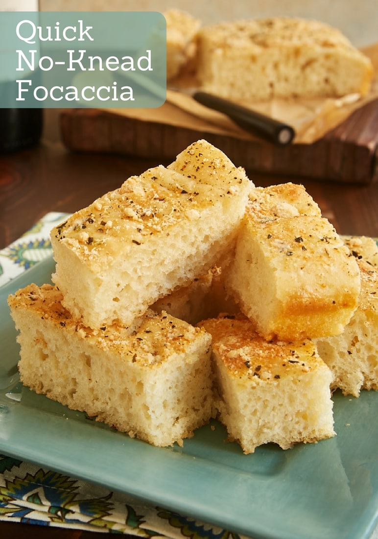 With just 1 minute of mixing, 1 hour of rising, and ZERO kneading, Quick No-Knead Focaccia is the quickest, easiest yeast bread you could want. Customize the flavor with your favorite toppings! - Bake or Break