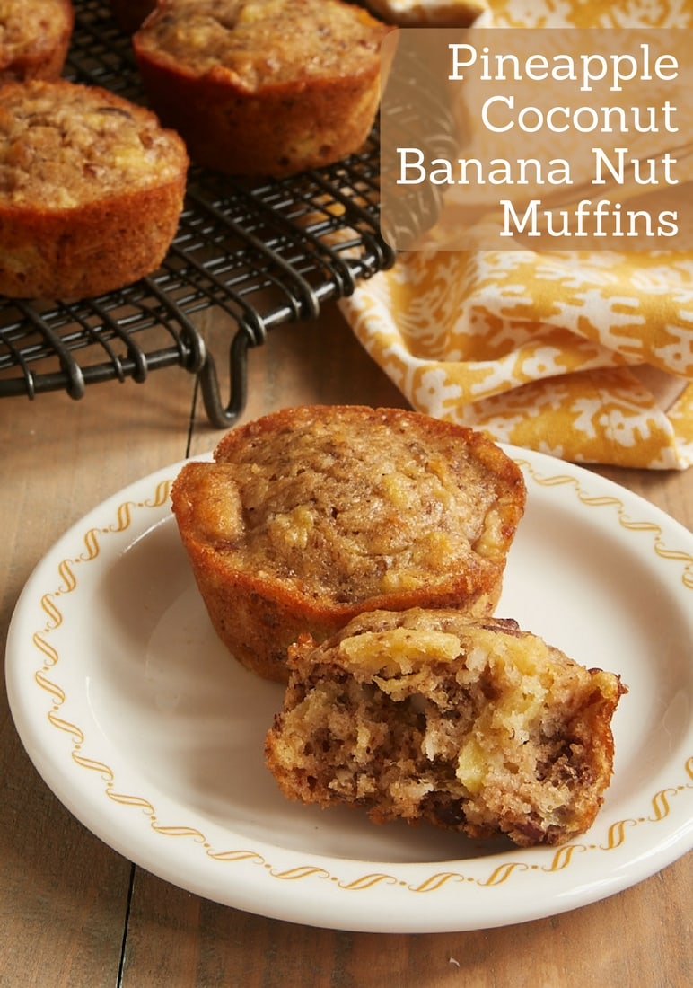 Pineapple Coconut Banana Nut Muffins are packed with so much amazing flavor. These muffins are perfectly sweet, moist, and delicious! - Bake or Break
