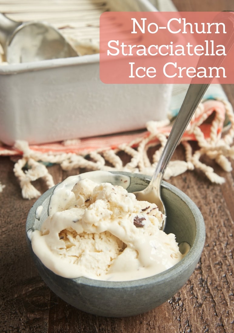 Every bite of this No-Churn Stracciatella Ice Cream is filled with lots and lots of little shards of dark chocolate. One of my all-time favorite ice creams! - Bake or Break